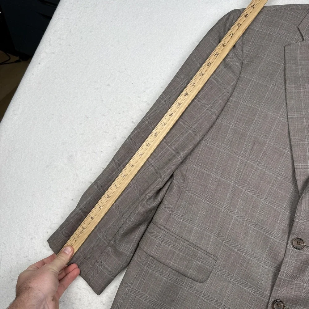 Brooks Brothers 346 Suit Mens 42R Brown Plaid Wool 2 Piece Two Button Madison